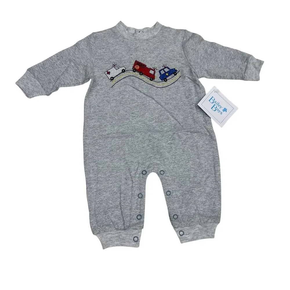 NWT Bailey Boys 24M Emergency Vehicles Knit Romper